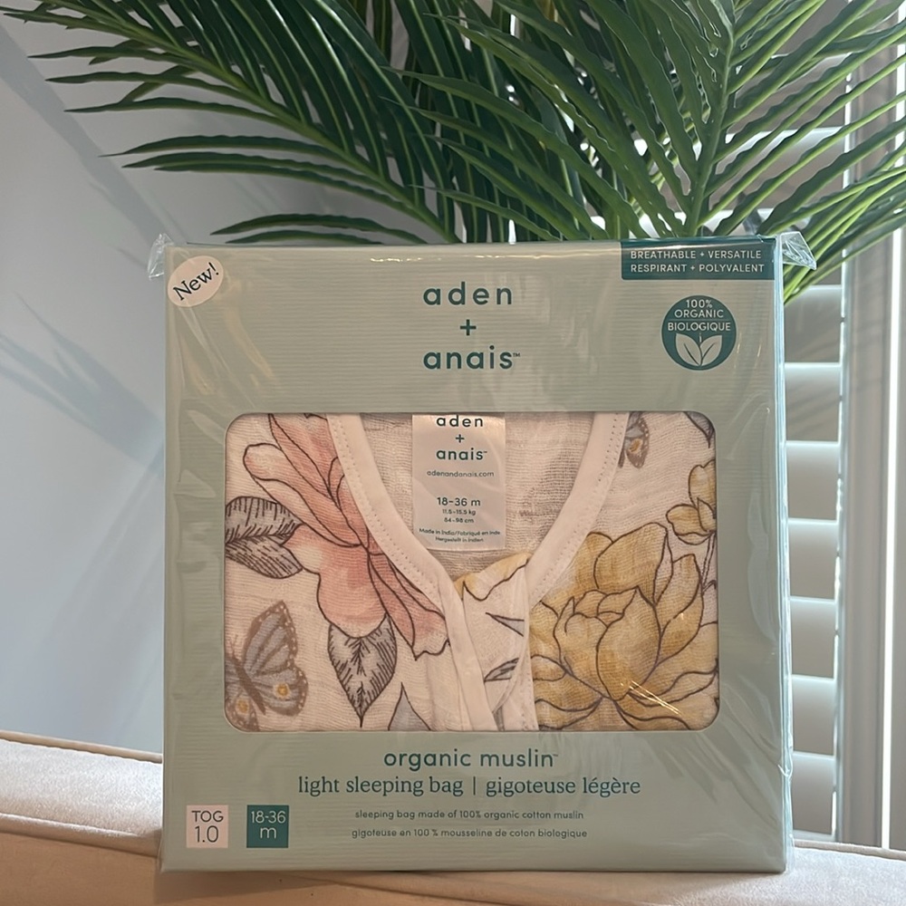 New in box Aden + Anais Organic Muslin Sleeping Bag Blanket